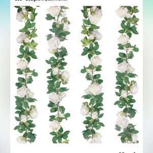 4 pieces 26ft, Artificial Elegant White Rose Garland for Holiday Decor